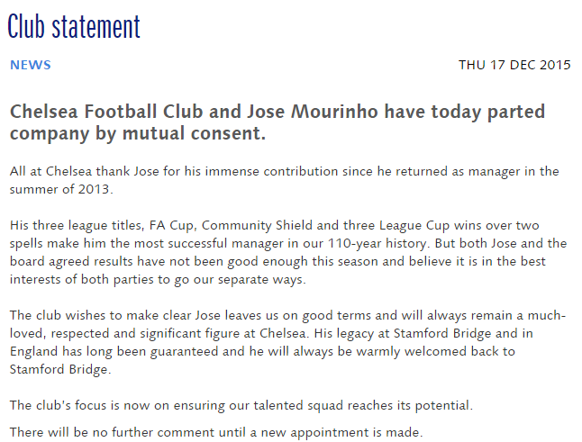 Club statement News Official Site Chelsea Football Club