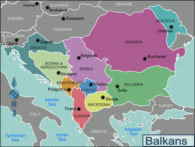 Peta Kosovo di rantau Balkan