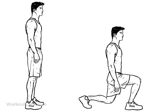 Perubahan postur badan dari tegak ke kedudukan lunge | Kredit gambar : Xfitgen.com