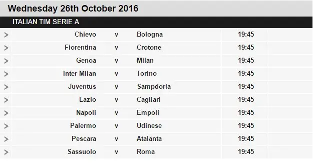 Serie A schedule 10