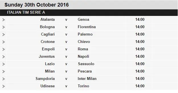 Serie A schedule 11