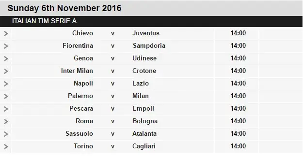 Serie A schedule 12
