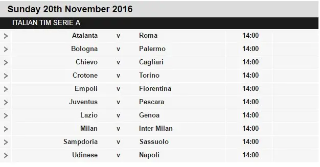 Serie A schedule 13