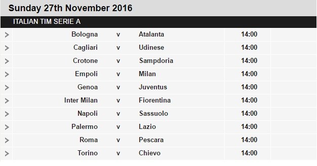 Serie A schedule 14