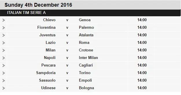 Serie A schedule 15