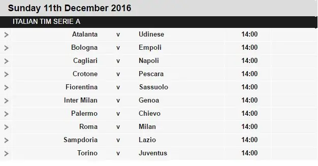 Serie A schedule 16