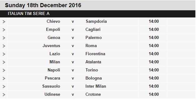 Serie A schedule 17