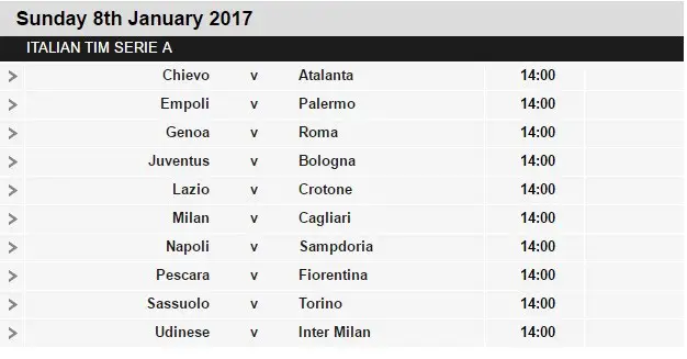 Serie A schedule 19