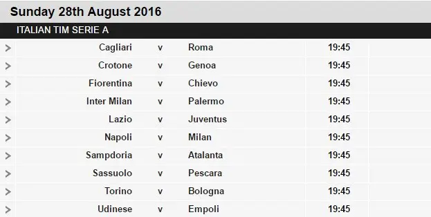 Serie A schedule 2