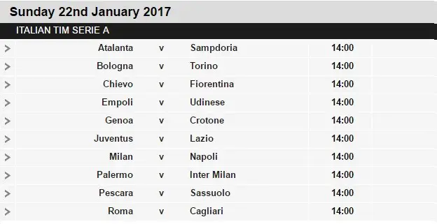 Serie A schedule 21