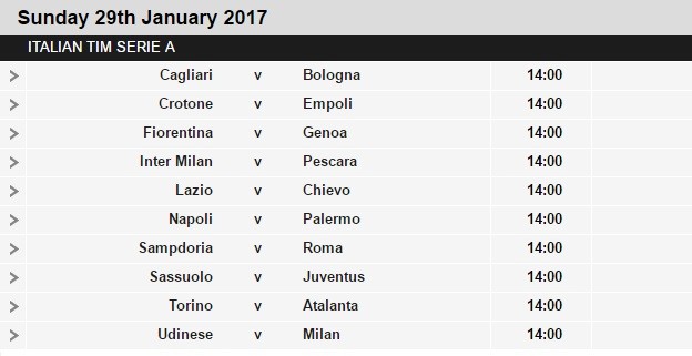 Serie A schedule 22