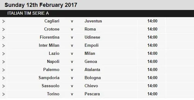 Serie A schedule 24