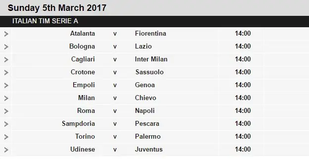 Serie A schedule 27