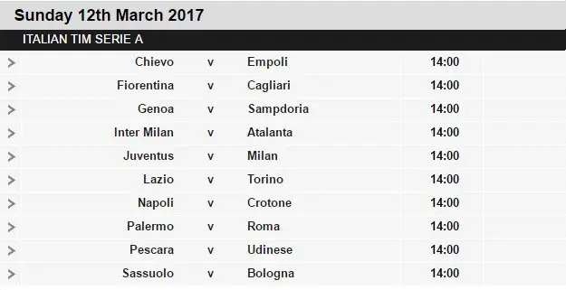 Serie A schedule 28