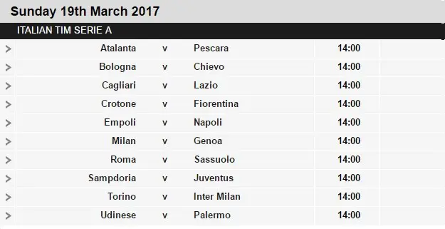 Serie A schedule 29