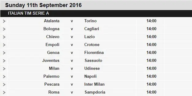 Serie A schedule 3