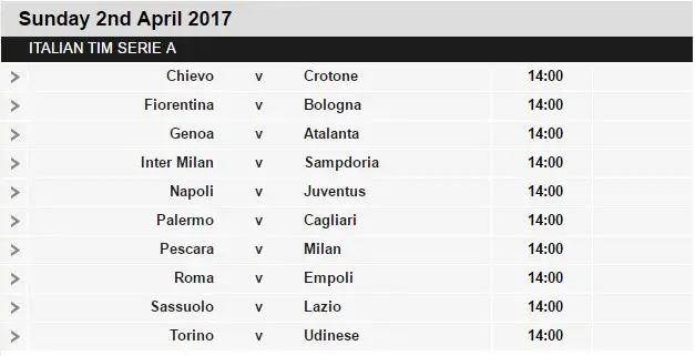 Serie A schedule 30