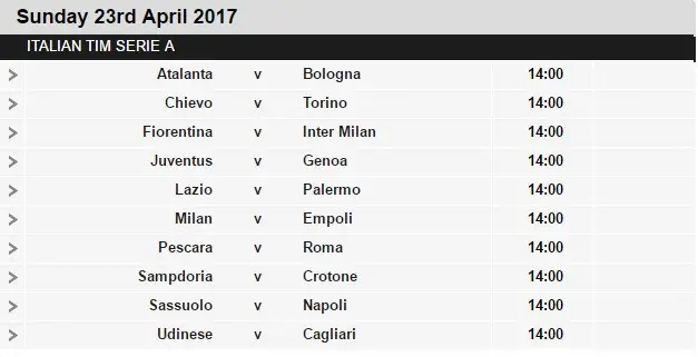 Serie A schedule 33
