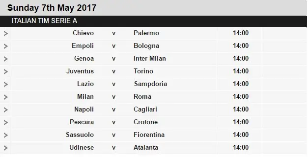 Serie A schedule 35
