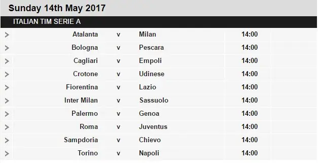 Serie A schedule 36