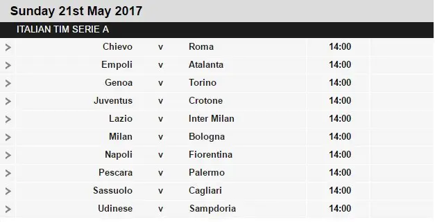 Serie A schedule 37