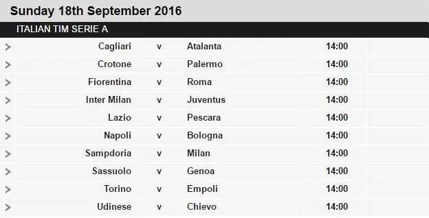 Serie A schedule 4