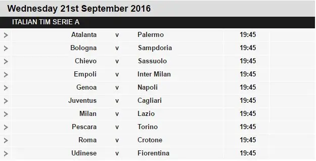 Serie A schedule 5