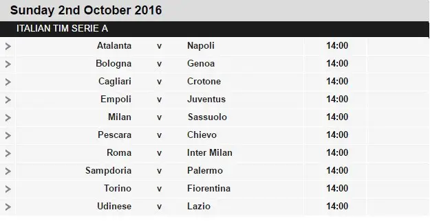 Serie A schedule 7