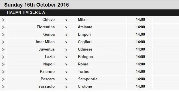 Serie A schedule 8